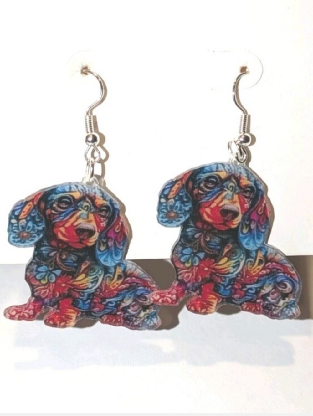 Colorful Dachshund Dog Earrings - Vibrant Multi-Color Pet Jewelry